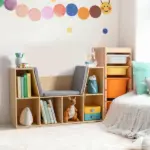 Kids 6-Cube Bookcase Organizer with Reading Nook, Natural Bedroom Storage with Seat Cushion, Playroom Shelf, 40.5x12x23.5 - Image 10