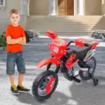 Aosom Kids 6V Electric Ride-On Motorcycle with Training Wheels, Battery-Powered, Red - Image 2