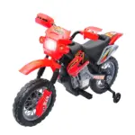 Aosom Kids 6V Electric Ride-On Motorcycle with Training Wheels, Battery-Powered, Red