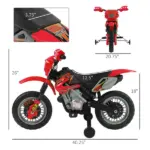 Aosom Kids 6V Electric Ride-On Motorcycle with Training Wheels, Battery-Powered, Red - Image 3