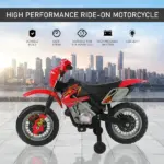 Aosom Kids 6V Electric Ride-On Motorcycle with Training Wheels, Battery-Powered, Red - Image 5