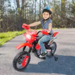 Aosom Kids 6V Electric Ride-On Motorcycle with Training Wheels, Battery-Powered, Red - Image 10