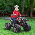 Kids ATV 12V Ride on Car with Music Realistic Headlights Wheels Rechargeable Electric Red - Image 2