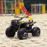 Kids ATV 12V Ride on Car with Music Realistic Headlights Wide Wheels Rechargeable Electric Yellow - Image 2