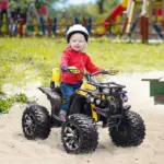 Kids ATV 12V Ride on Car with Music Realistic Headlights Wide Wheels Rechargeable Electric Yellow - Image 9