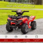 Kids 6V ATV Ride-On Car with Forward and Reverse Red for Ages 18-36 Months - Image 4