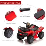 Kids 6V ATV Ride-On Car with Forward and Reverse Red for Ages 18-36 Months - Image 5