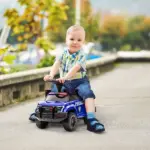 Kids Blue Ride-On Push Car with Megaphone, Sliding Toy with Under Seat Storage, Removable Backrest for Ages 2-5 - Image 2