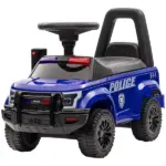 Kids Blue Ride-On Push Car with Megaphone, Sliding Toy with Under Seat Storage, Removable Backrest for Ages 2-5 - Image 11