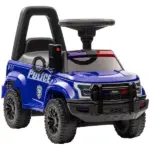 Kids Blue Ride-On Push Car with Megaphone, Sliding Toy with Under Seat Storage, Removable Backrest for Ages 2-5