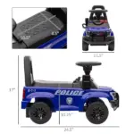 Kids Blue Ride-On Push Car with Megaphone, Sliding Toy with Under Seat Storage, Removable Backrest for Ages 2-5 - Image 3