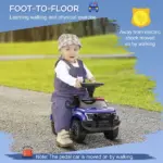 Kids Blue Ride-On Push Car with Megaphone, Sliding Toy with Under Seat Storage, Removable Backrest for Ages 2-5 - Image 5