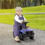 Kids Blue Ride-On Push Car with Megaphone, Sliding Toy with Under Seat Storage, Removable Backrest for Ages 2-5 - Image 10