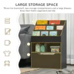 Kids Bookcase, Multi-Shelf Organizer with Mobile Drawer, Brown Storage for Books, Magazines, Toys in Bedroom, Playroom - Image 4