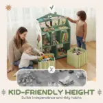 Qaba Kids Bookshelf with Storage, Toy Storage Unit with Book Display, Shelves and Fabric Drawers for Playroom Nursery, Green - Image 5