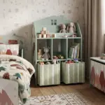 Qaba Kids Bookshelf with Storage, Toy Storage Unit with Book Display, Shelves and Fabric Drawers for Playroom Nursery, Green - Image 10