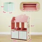 Kids Bookshelf with Storage, Toy Storage Unit with Book Display, Shelves and Fabric Drawers for Playroom Nursery, Pink - Image 3