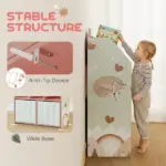 Kids Bookshelf with Storage, Toy Storage Unit with Book Display, Shelves and Fabric Drawers for Playroom Nursery, Pink - Image 6