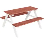 Kids Brown Wooden Picnic Bench Table Set, Durable Outdoor Garden Furniture, Ages 3-8 - Image 11