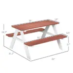 Kids Brown Wooden Picnic Bench Table Set, Durable Outdoor Garden Furniture, Ages 3-8 - Image 3