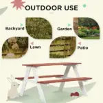 Kids Brown Wooden Picnic Bench Table Set, Durable Outdoor Garden Furniture, Ages 3-8 - Image 5