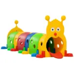 6 Section Kids Caterpillar Crawl Tunnel Playset for Ages 3 to 6