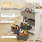 Kids Desk and Chair Set with Paper Roll, Kids Activity Craft Table with Storage Shelves and Drawers, Gray - Image 6