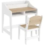 Kids Desk and Chair Set with Storage and Shelves, for Bedroom and Study Room, Gift for 3-8 Years Old, Natural Wood - Image 12