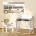 Kids Desk and Chair Set with Storage and Shelves, for Bedroom and Study Room, Gift for 3-8 Years Old, Natural Wood - Image 3