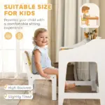 Kids Desk and Chair Set with Storage and Shelves, for Bedroom and Study Room, Gift for 3-8 Years Old, Natural Wood - Image 6