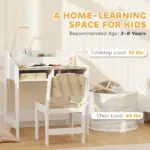 Kids Desk and Chair Set with Storage and Shelves, for Bedroom and Study Room, Gift for 3-8 Years Old, Natural Wood - Image 8