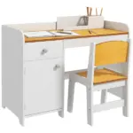 Kids Desk and Chair Set with Storage, White Study Desk for School, Student Writing Desk - Image 11