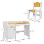 Kids Desk and Chair Set with Storage, White Study Desk for School, Student Writing Desk - Image 3
