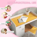 Kids Desk and Chair Set with Storage, White Study Desk for School, Student Writing Desk - Image 5