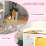 Kids Desk and Chair Set with Storage, White Study Desk for School, Student Writing Desk - Image 7