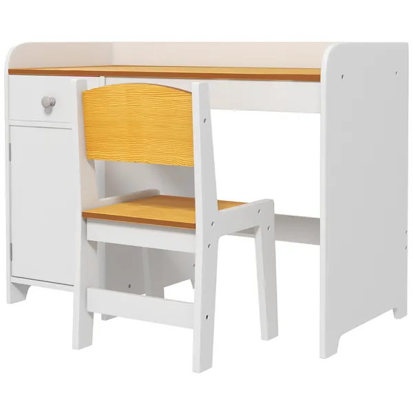 kids-desk-and-chair-set-with-storage-white-study-desk-for-school-student-writing-desk.webp Kids Desk and Chair Set with Storage, White Study Desk for School, Student Writing Desk - Image 1