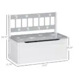 Kids Toy Storage Bench with Backrest and Safety Hinge, White and Gray - Image 3
