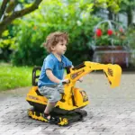 Kids Excavator Toy with Rotatable Digging and Storage Bucket, Kids Ride-on Construction Car for 3-8 Years Old, Yellow and Black - Image 2