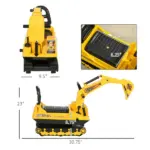 Kids Excavator Toy with Rotatable Digging and Storage Bucket, Kids Ride-on Construction Car for 3-8 Years Old, Yellow and Black - Image 3