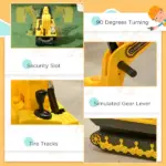 Kids Excavator Toy with Rotatable Digging and Storage Bucket, Kids Ride-on Construction Car for 3-8 Years Old, Yellow and Black - Image 5
