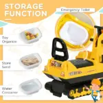 Kids Excavator Toy with Rotatable Digging and Storage Bucket, Kids Ride-on Construction Car for 3-8 Years Old, Yellow and Black - Image 6