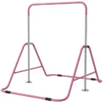 Qaba Kids Folding Gymnastics Bar, Adjustable Height, Bubble Gum Pink