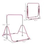 Qaba Kids Folding Gymnastics Bar, Adjustable Height, Bubble Gum Pink - Image 3