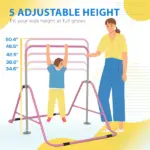 Qaba Kids Folding Gymnastics Bar, Adjustable Height, Bubble Gum Pink - Image 4