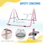 Qaba Kids Folding Gymnastics Bar, Adjustable Height, Bubble Gum Pink - Image 5