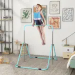 Kids Folding Gymnastics Bar, Adjustable Height, Vibrant Green - Image 2