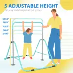 Kids Folding Gymnastics Bar, Adjustable Height, Vibrant Green - Image 4