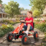 Kids Go Kart, Pedal Car with Adjustable Seat, EVA Wheels, Brake, for Boys and Girls Aged 3-8 Years Old, Red - Image 2