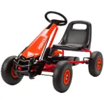 Kids Go Kart, Pedal Car with Adjustable Seat, EVA Wheels, Brake, for Boys and Girls Aged 3-8 Years Old, Red