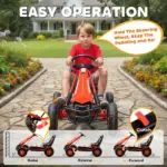 Kids Go Kart, Pedal Car with Adjustable Seat, EVA Wheels, Brake, for Boys and Girls Aged 3-8 Years Old, Red - Image 4